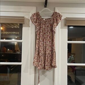 Floral Print Dress with Ruffle Sleeves